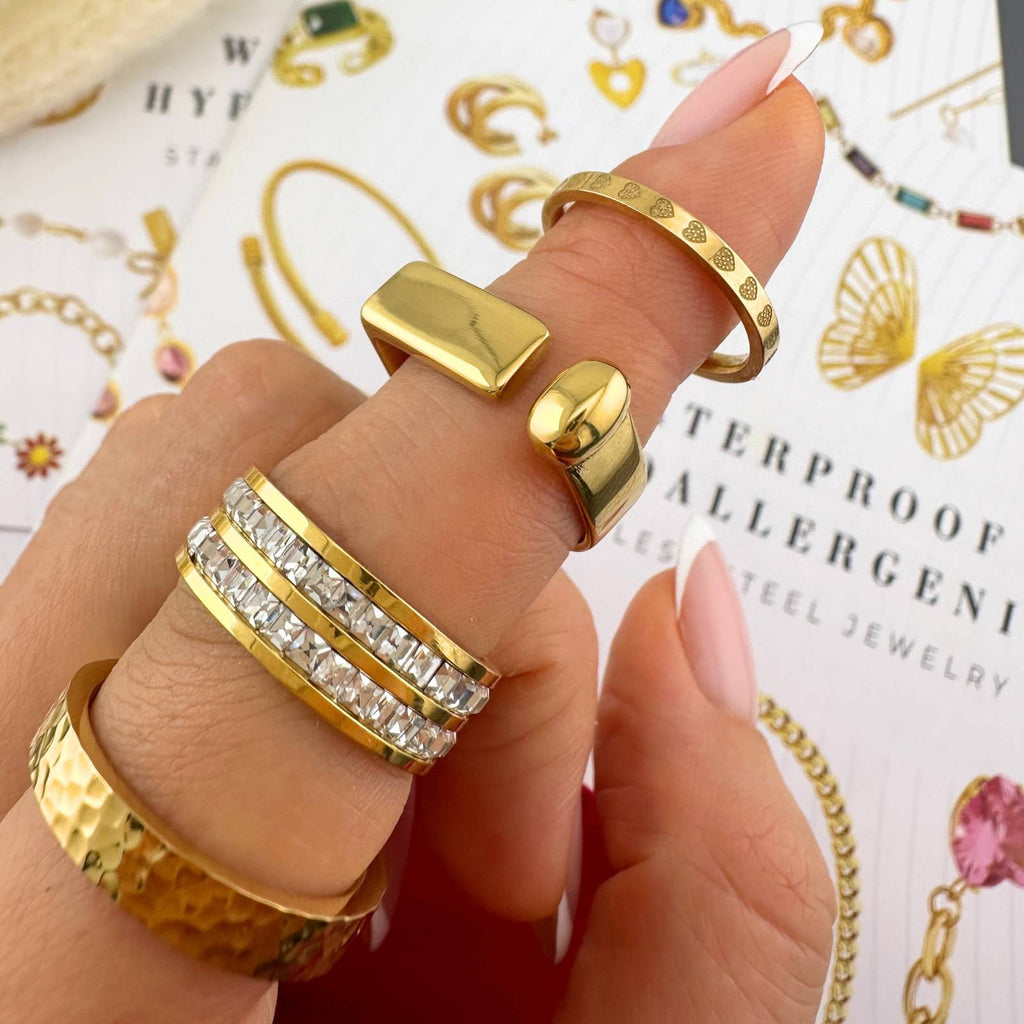 Ring, 18K Gold Plated Steel