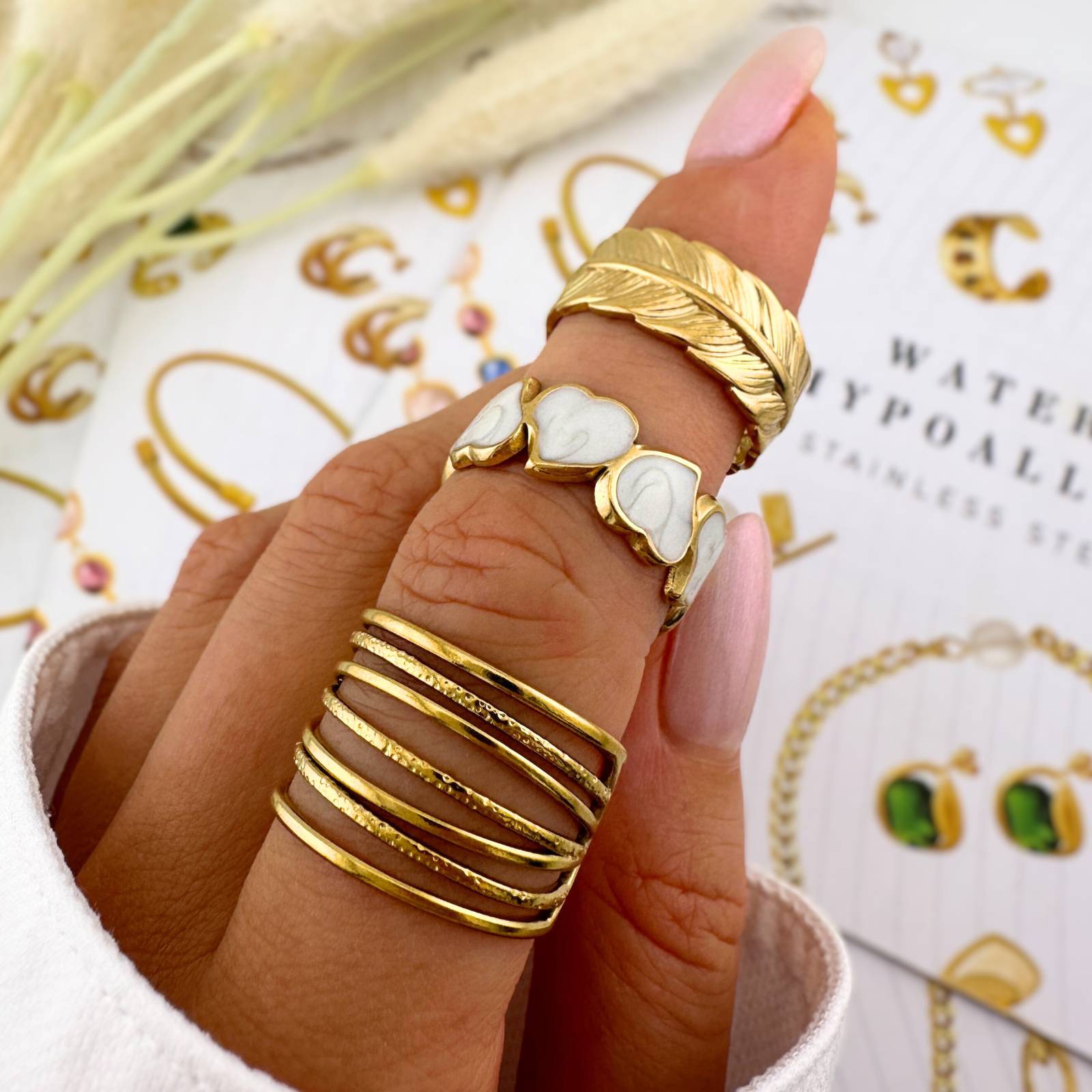 Heart Ring, 18K Gold Plated Steel