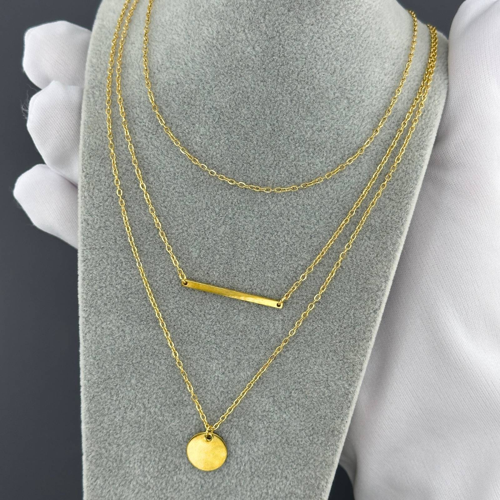 Necklace, 18K Gold Plated Steel