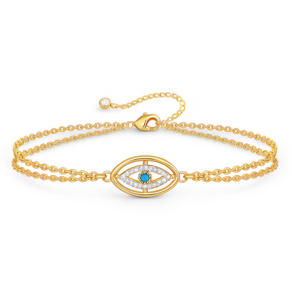 Evil Eye Bracelet, 18K Gold Plated Steel