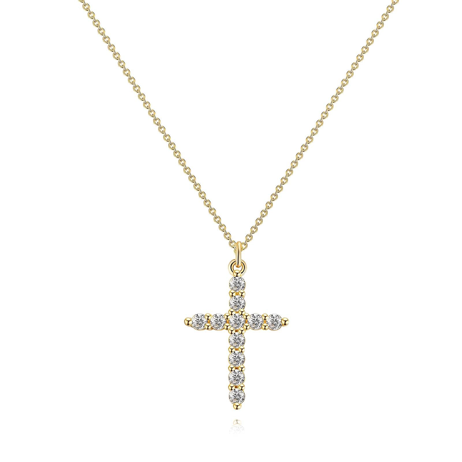 Cross Necklace, 18K Gold Plated Steel