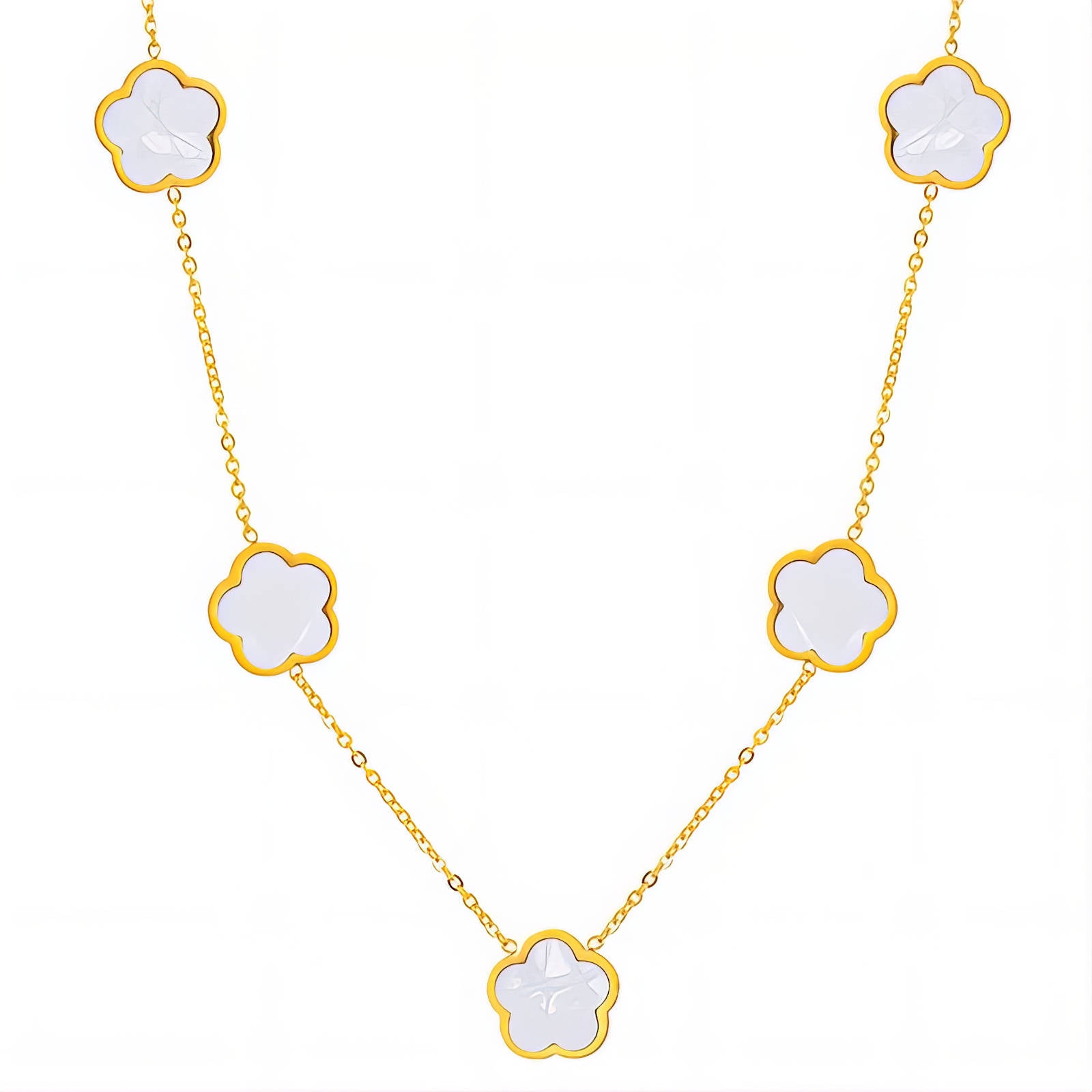 Flower Meadow Necklace, 18K Gold Plated Steel