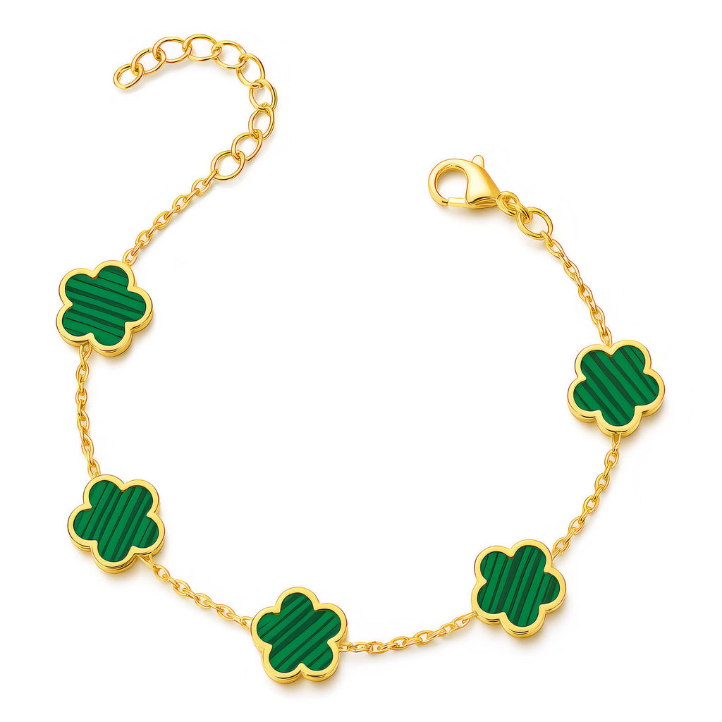 Flowers Bracelet, 18K Gold Plated Steel