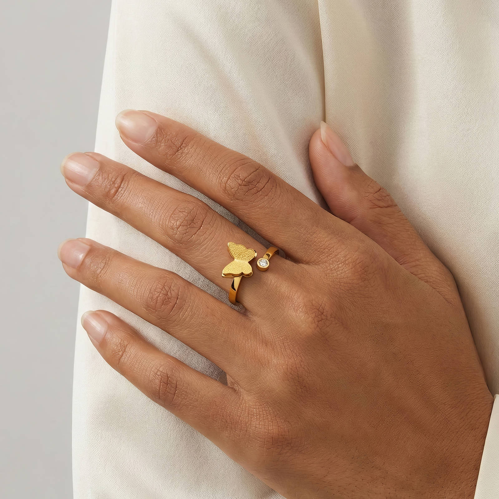 Butterfly Ring, 18K Gold Plated Steel