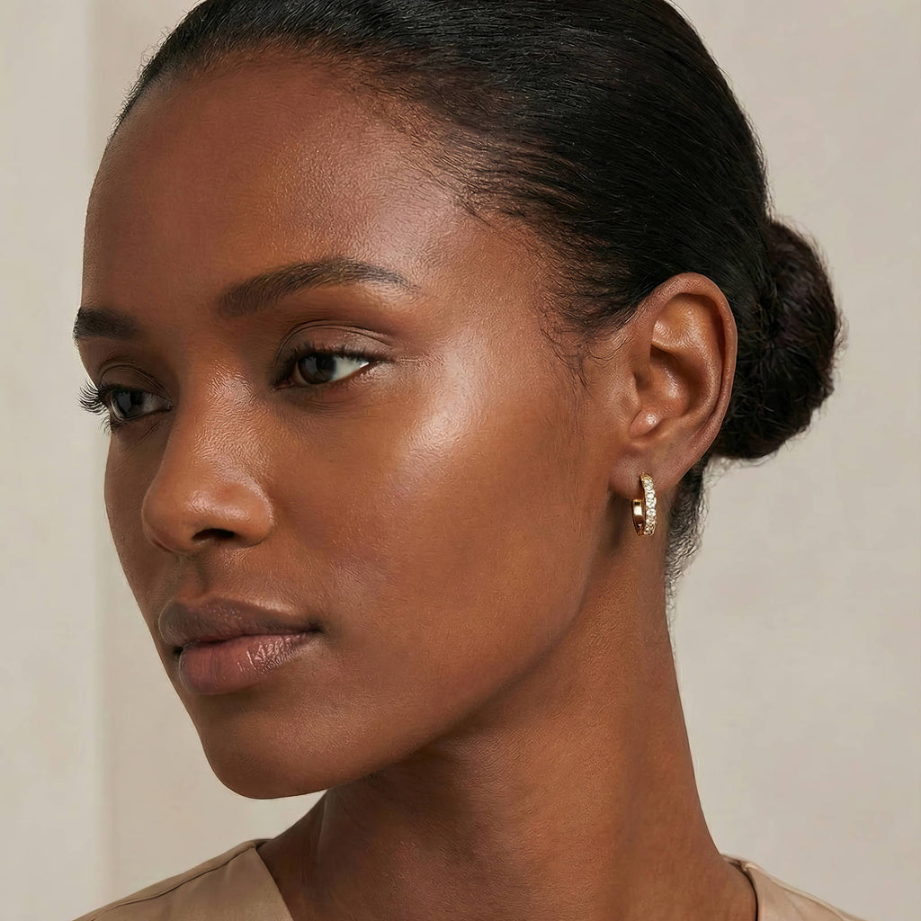 Earrings, 18K Gold Plated Steel