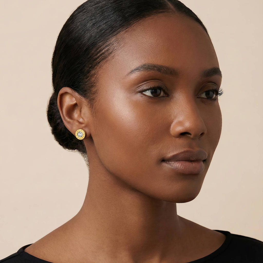 Earrings, 18K Gold Plated Steel