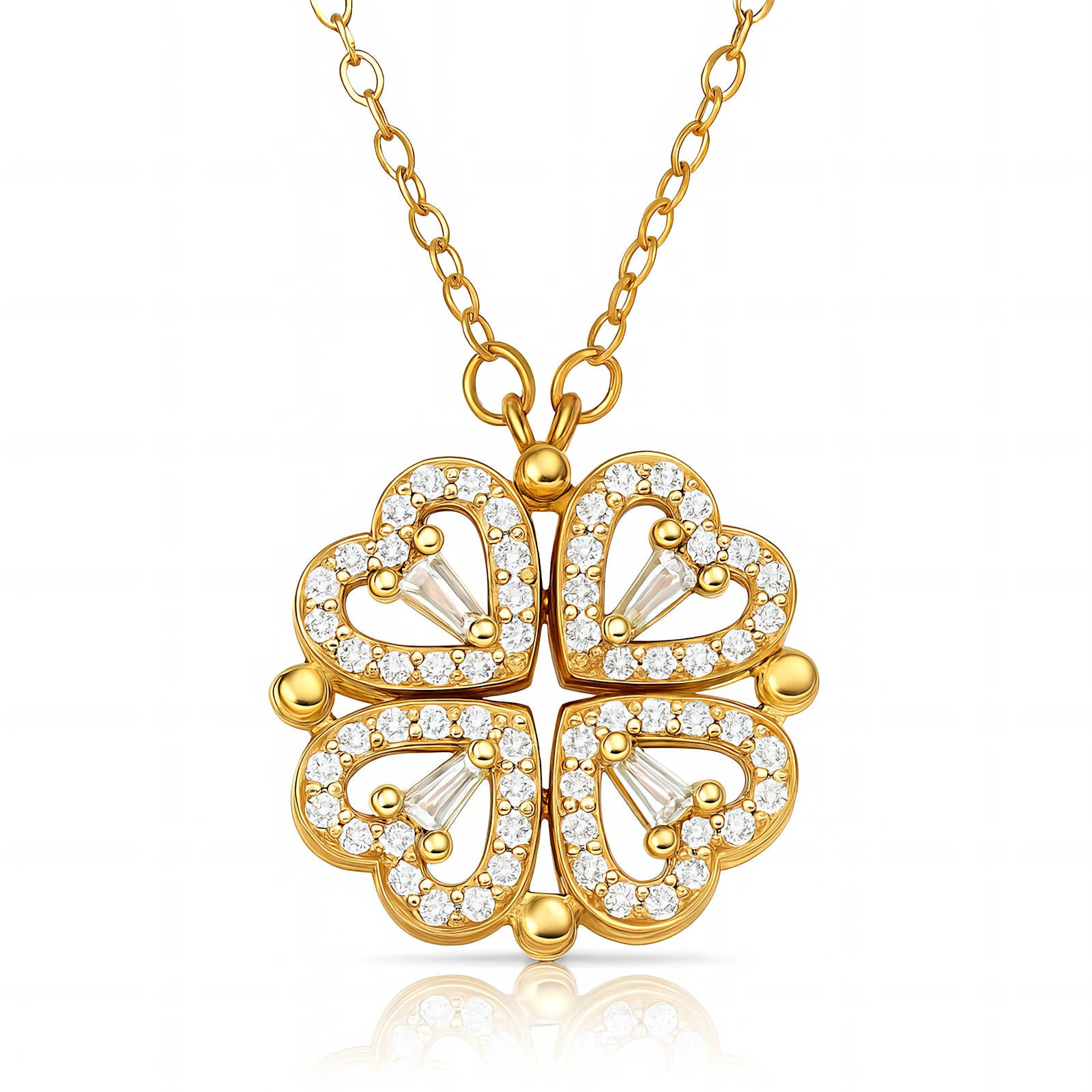 Flower Necklace, 18K Gold Plated Steel