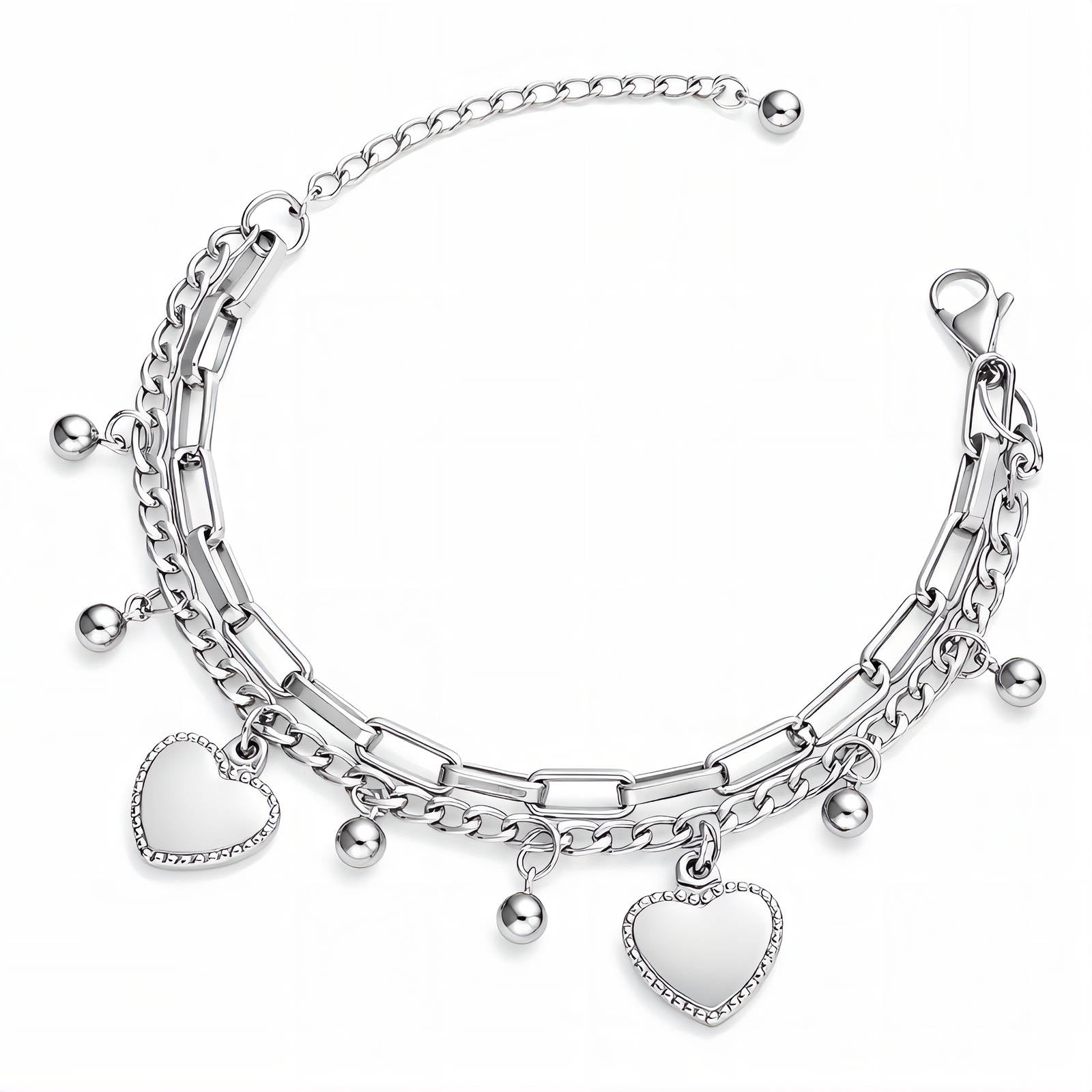 Hearts Bracelet, Stainless Steel