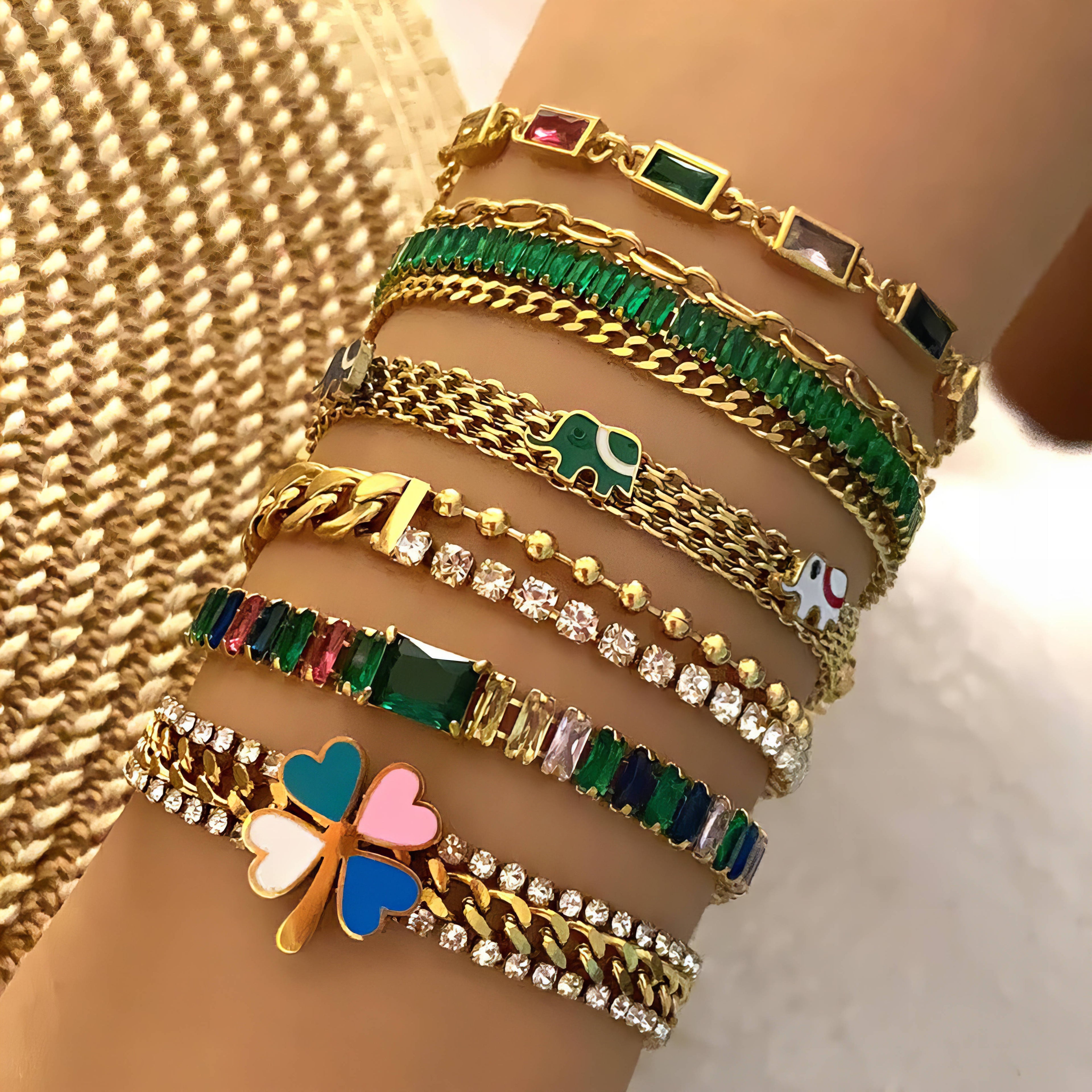 Bracelet, 18K Gold Plated Steel